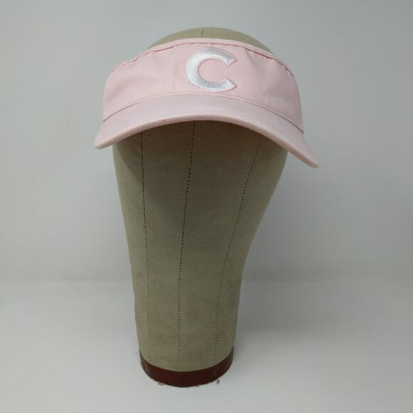 American Needle Strapback Sun Visor Hat Embroidered C Logo Pink - Picture 2 of 11